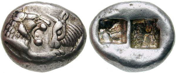 Лидия, Крез (ок. 560-546 до н.э.) 1/2 статера.